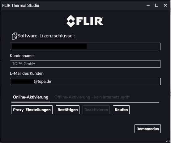 FLIR-Thermal-Studio-Login-Daten
